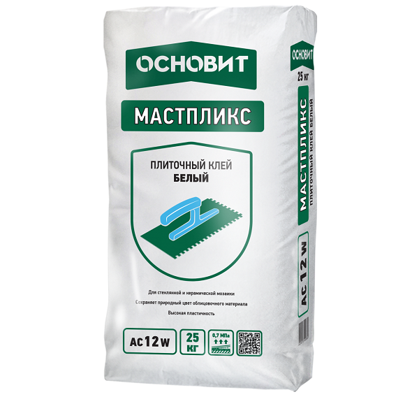 Клей плиточный Эффективный белый ОСНОВИТ МАСТПЛИКС AC12 W 25 кг