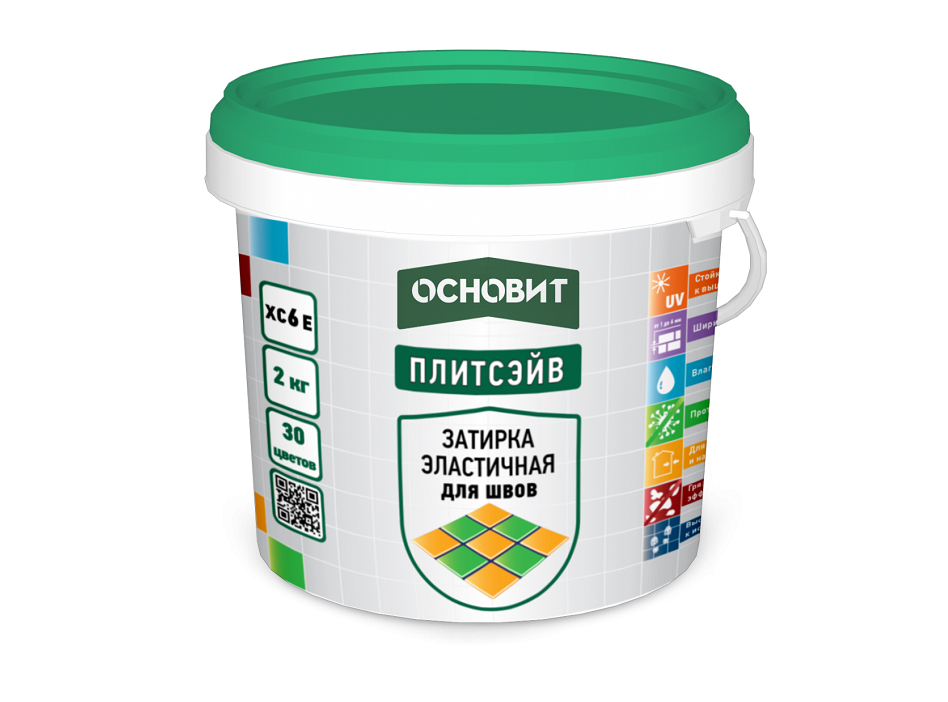 Затирка эластичная цветная ОСНОВИТ ПЛИТСЭЙВ XC6 E 2 кг